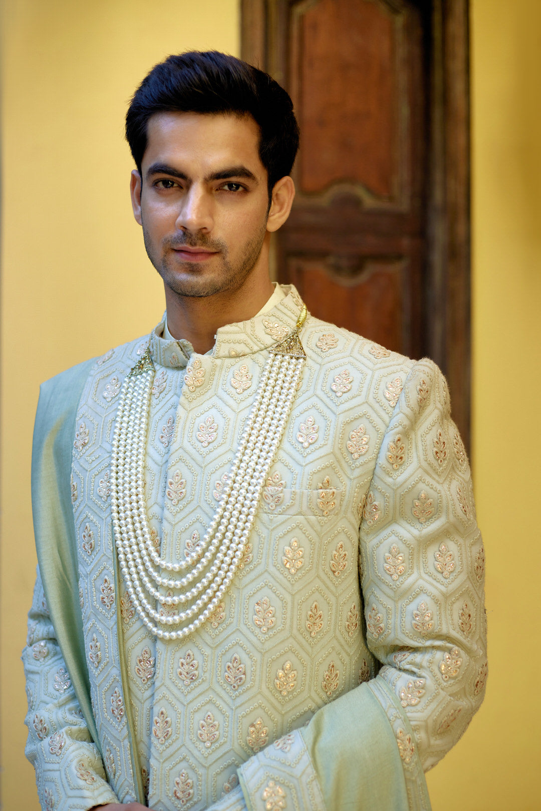 FAHAD SHERWANI SET (MINT GREEN)