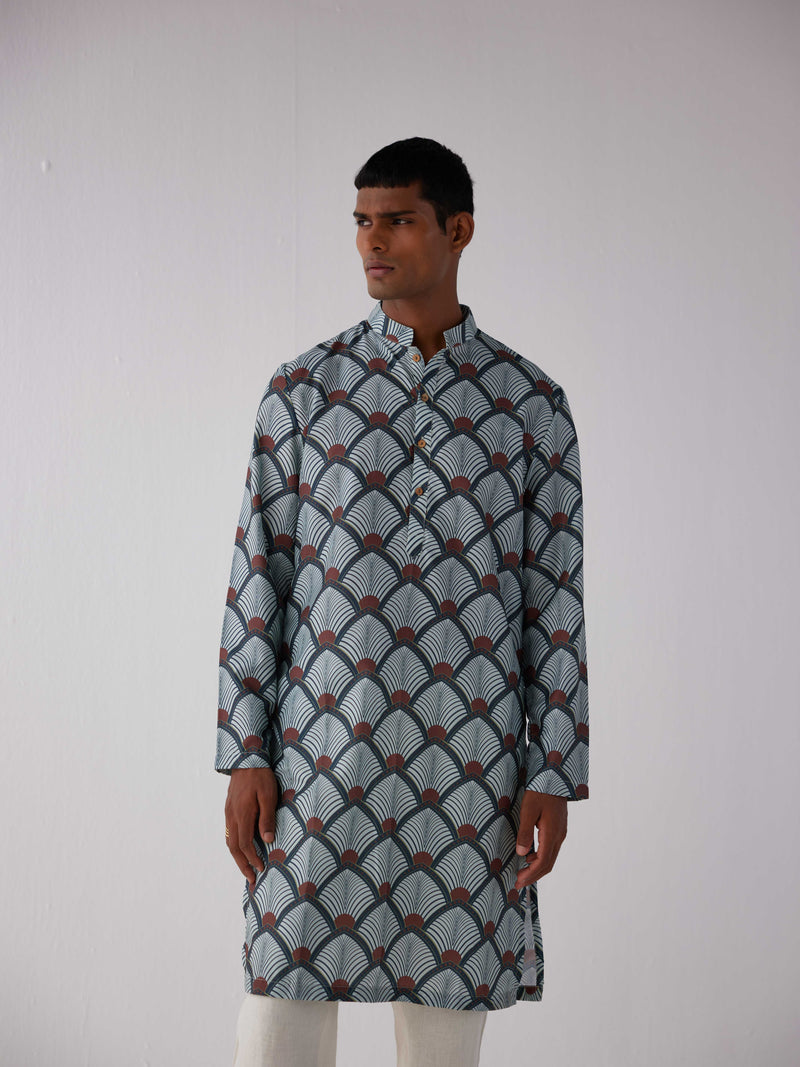 GREEN ART DECO KURTA