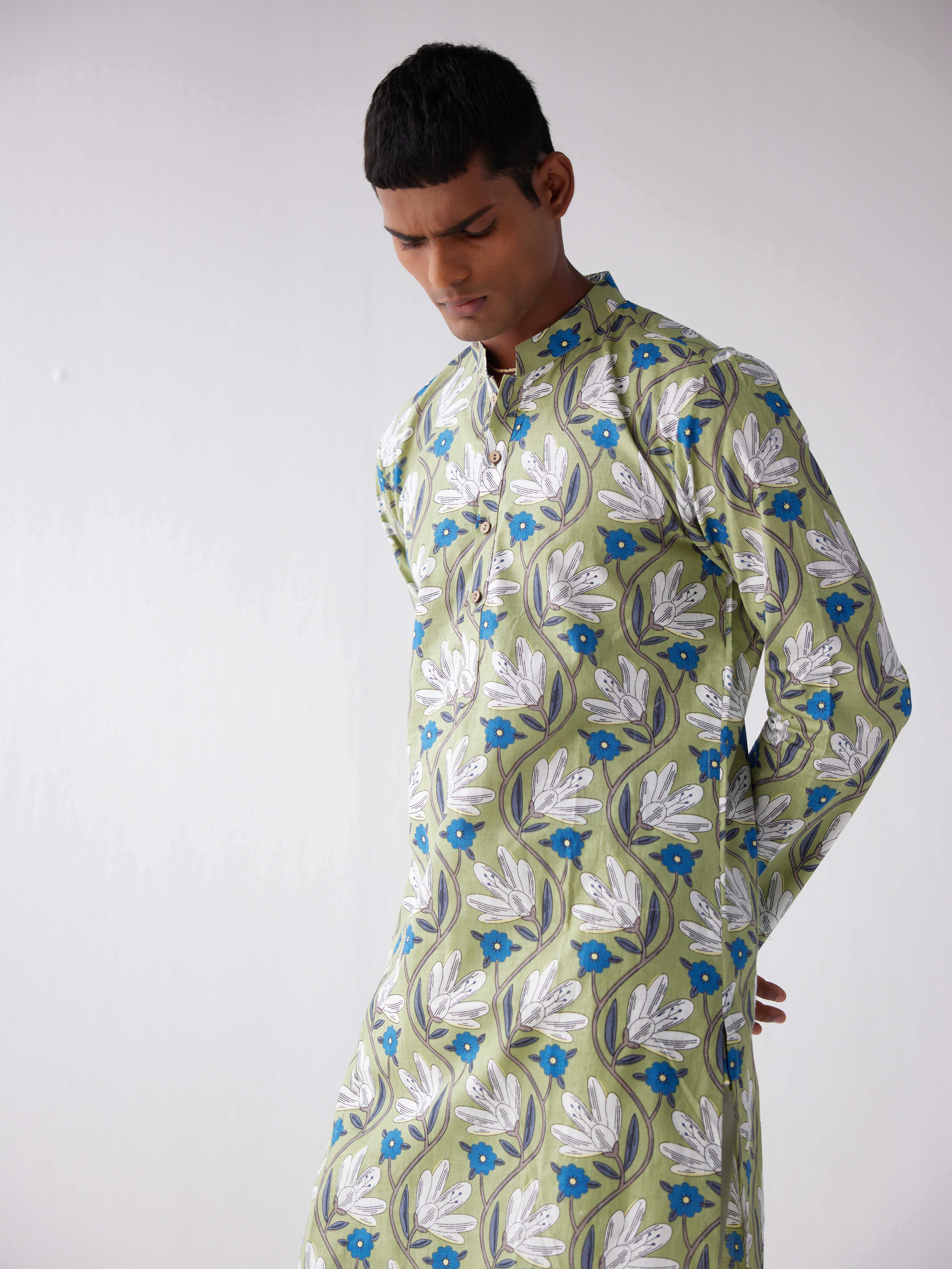 GREEN TULIP COTTON KURTA