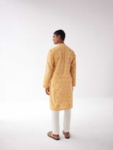 MUSTARD COTTON PRINTED KURTA