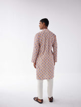 WHITE TULIP PRINTED COTTON KURTA