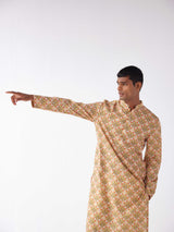 YELLOW MUGHAL FLORAL KURTA