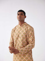 YELLOW MUGHAL FLORAL KURTA