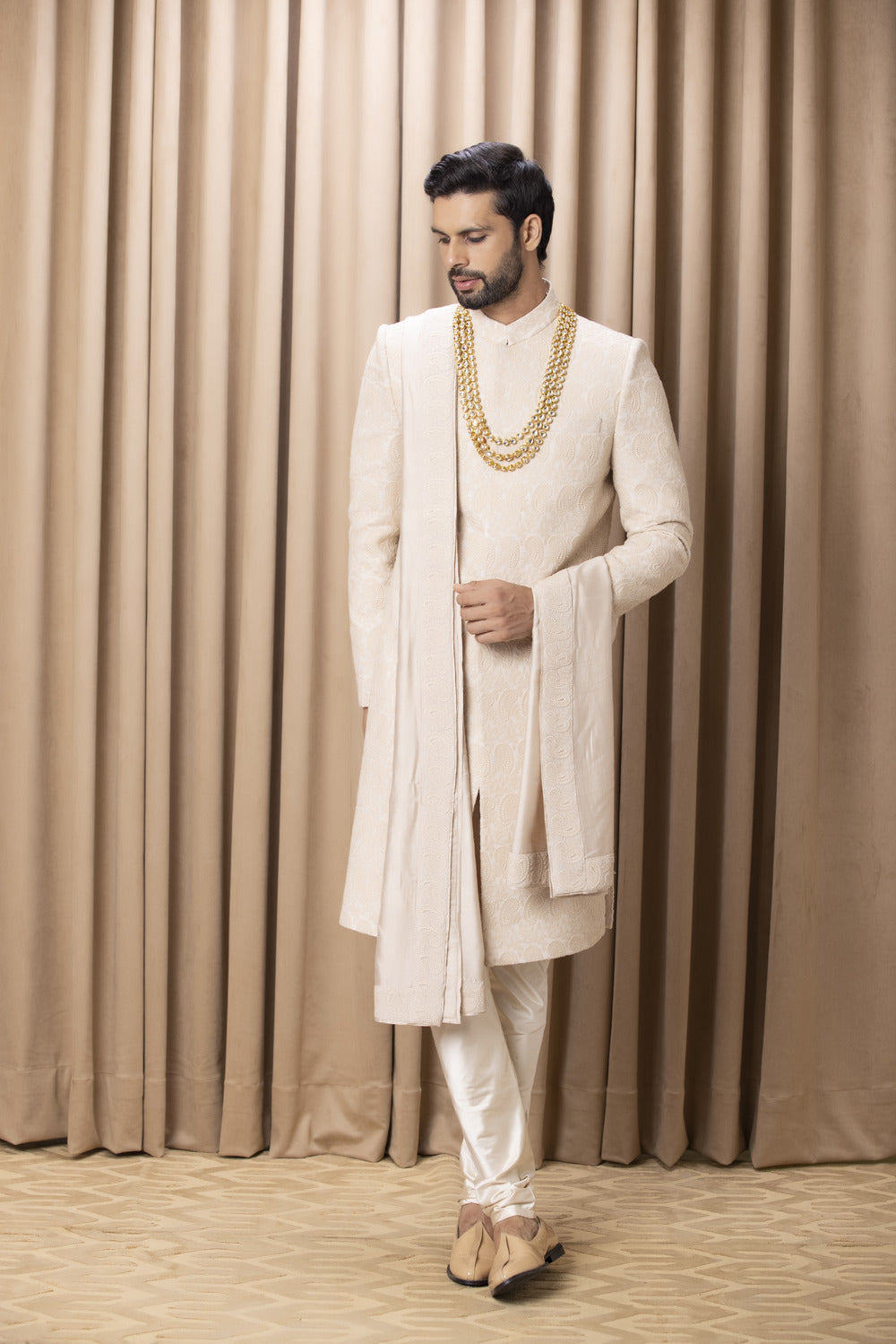 FAIZAN SHERWANI SET (BEIGE)