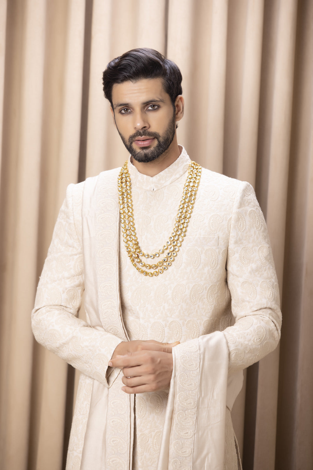 FAIZAN SHERWANI SET (BEIGE)