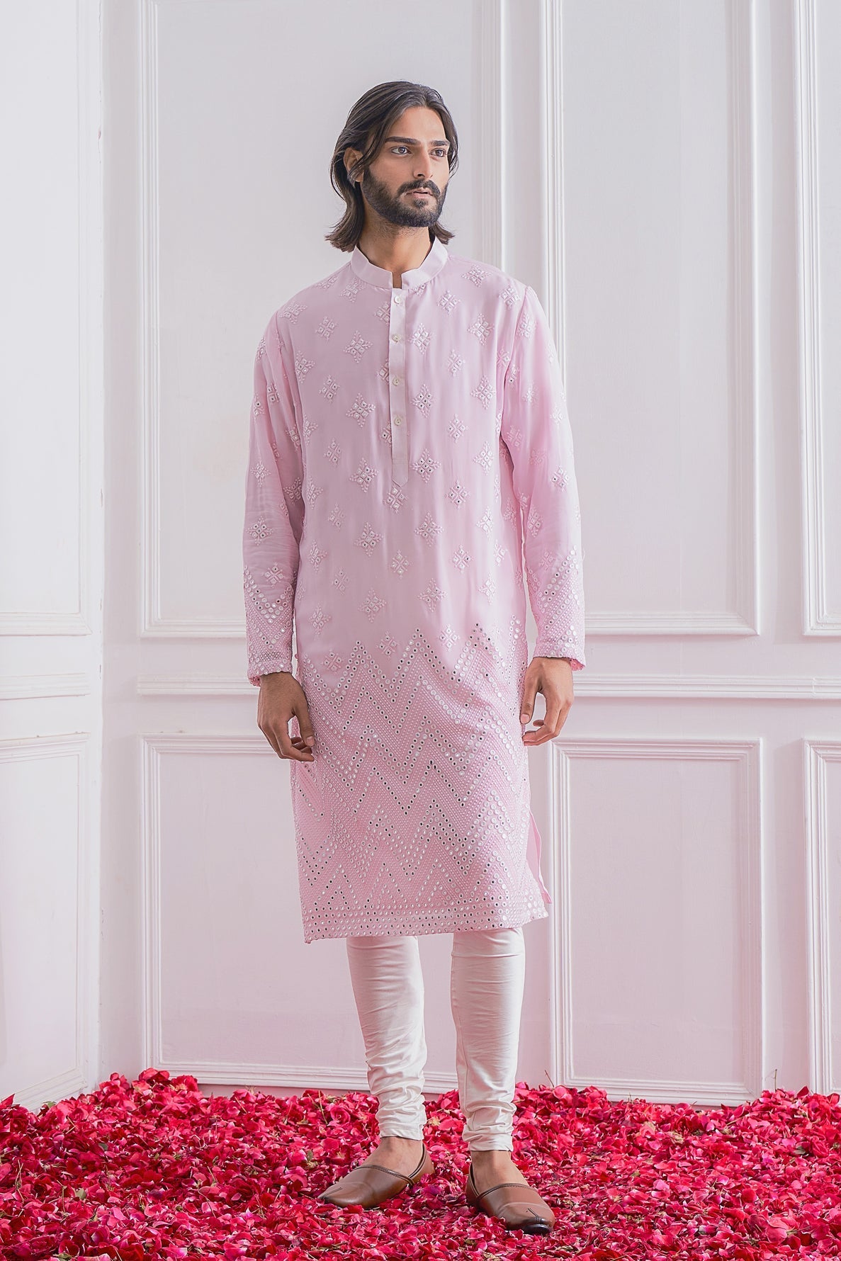 BAHAWALPUR KURTA SET (POWDER PINK)