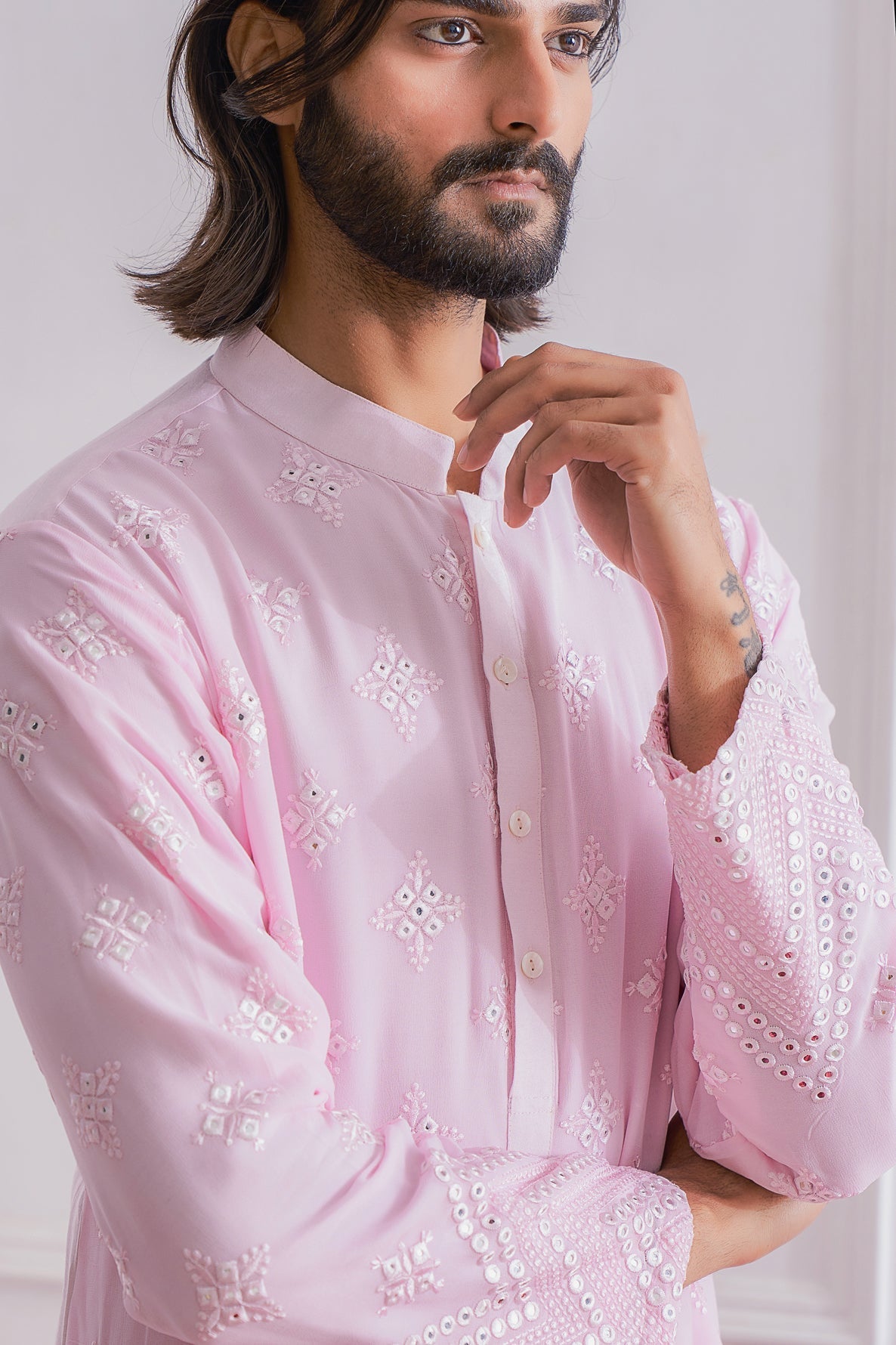 BAHAWALPUR KURTA SET (POWDER PINK)