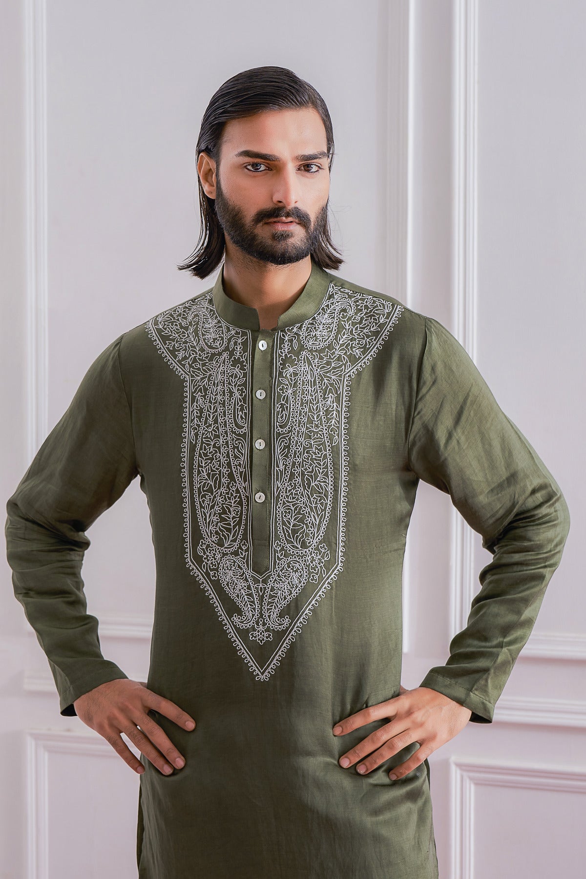 LAHORE KURTA SET (MILITARY GREEN)