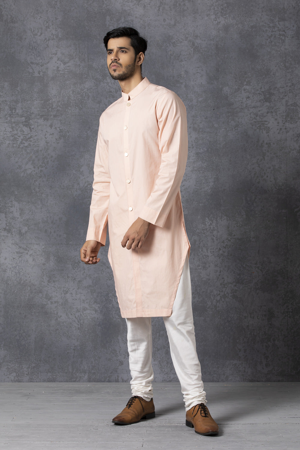 PEACH FRONT OPEN KURTA