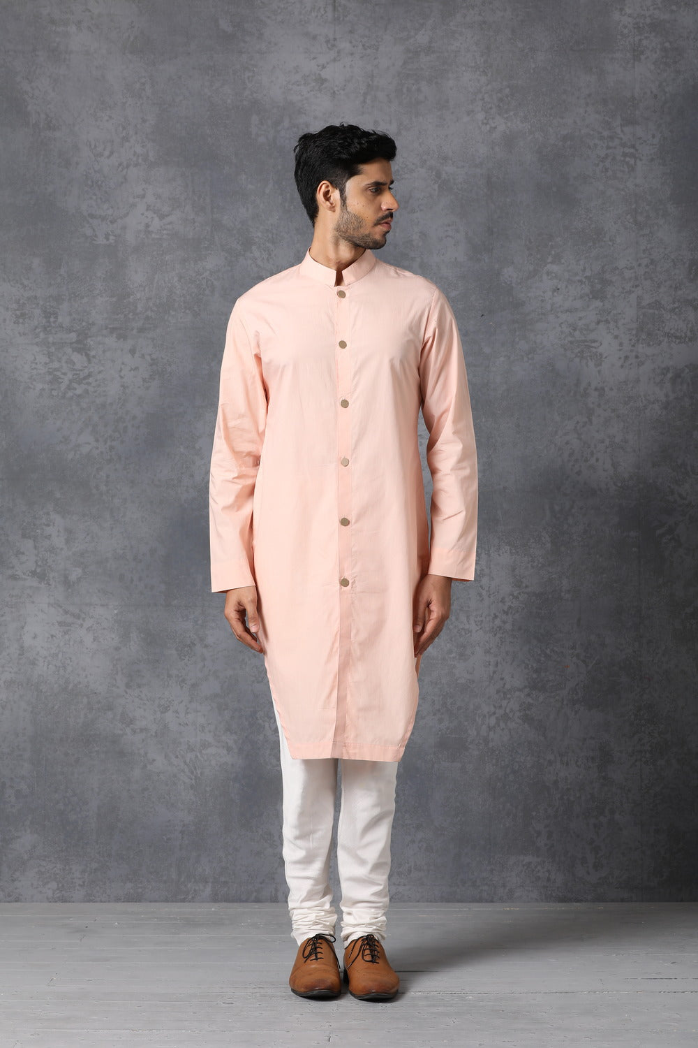 PEACH FRONT OPEN KURTA