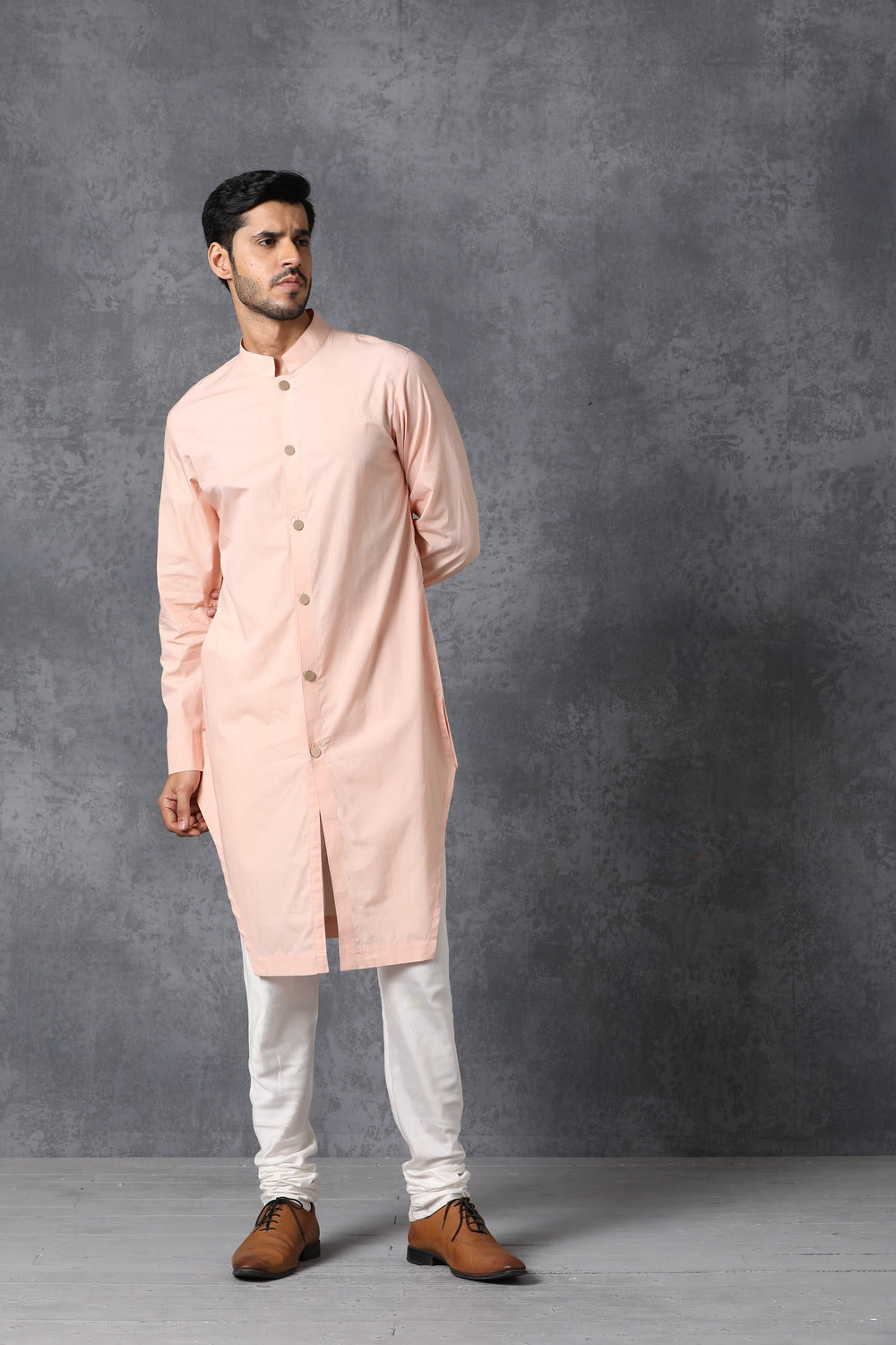 PEACH FRONT OPEN KURTA