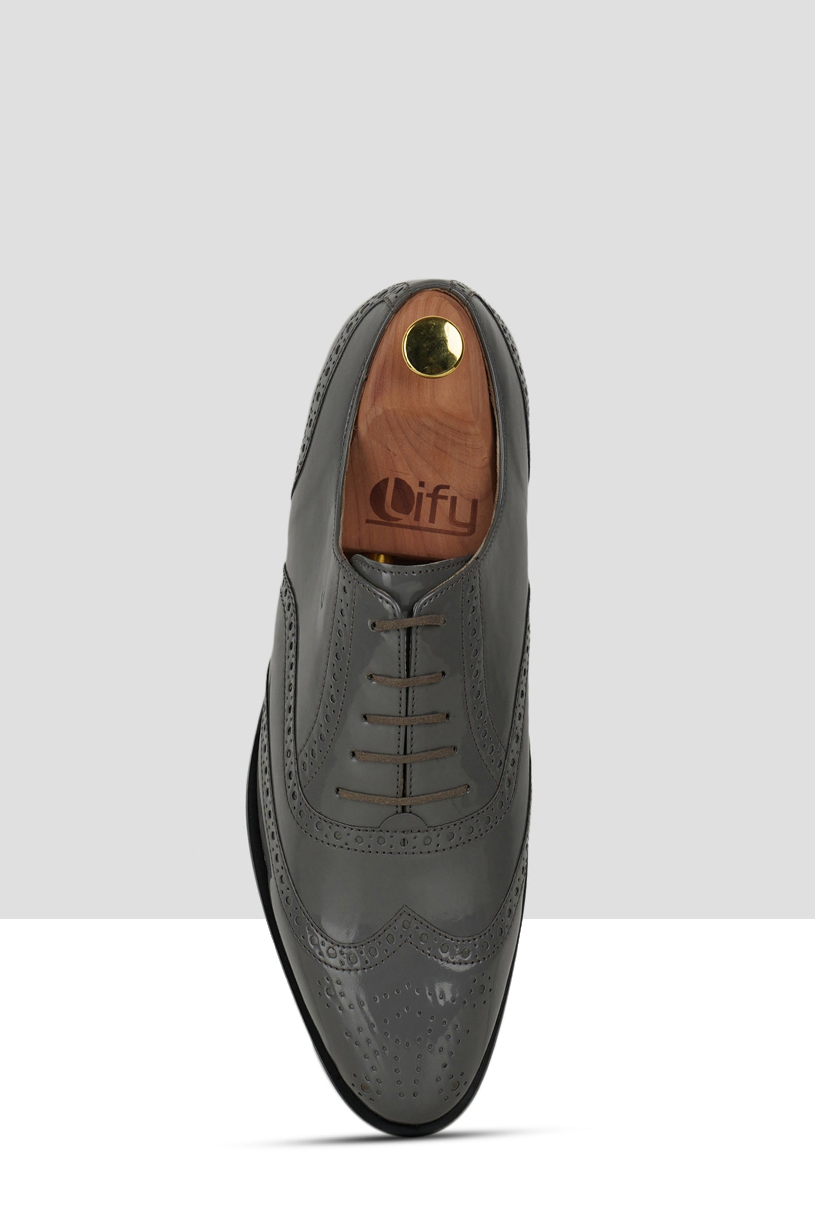 Grey Patent Leather Brogues